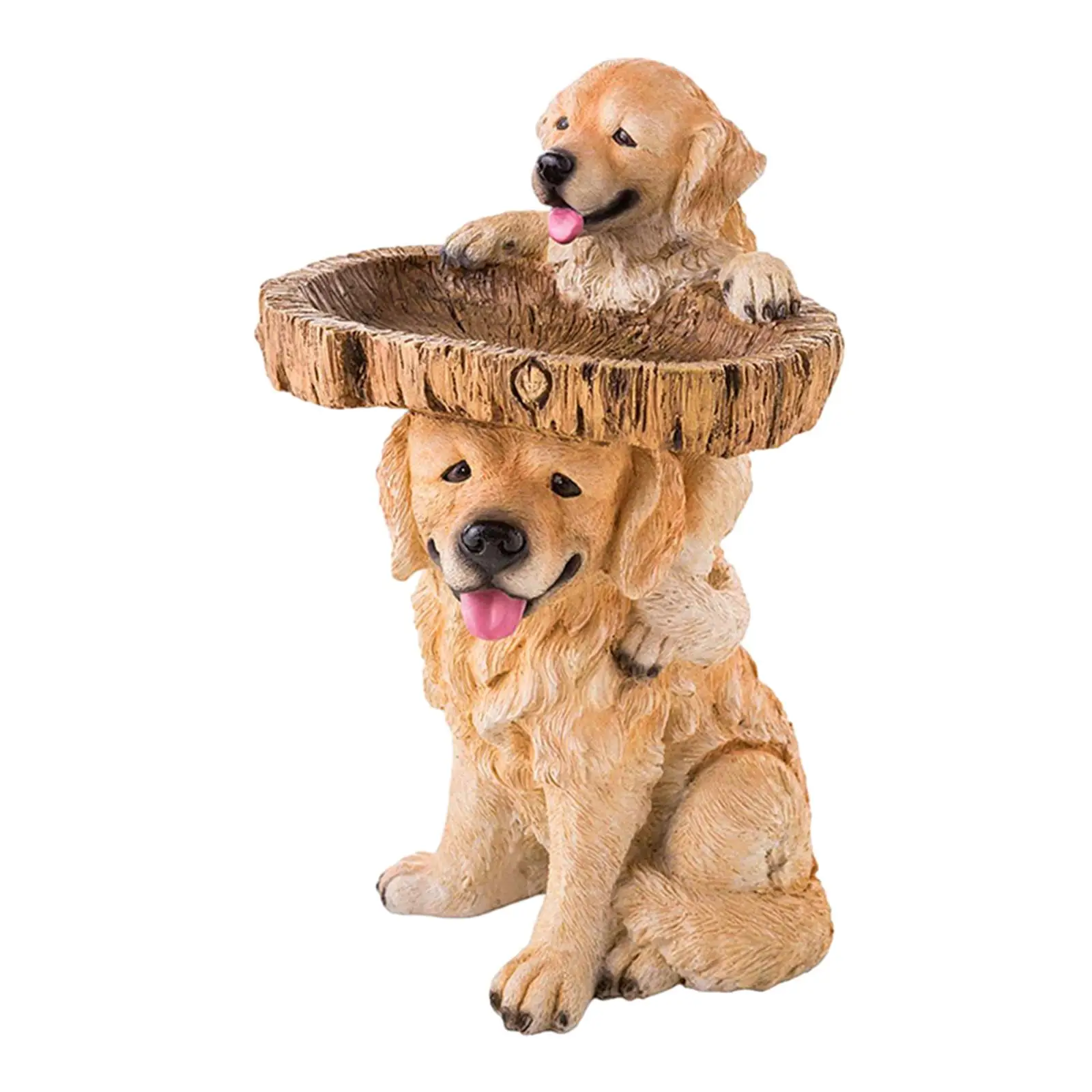 Dog Statue Figurine Feeding Station Resin Feeder Garden Bird Bath Bowl for Park Housewarming Backyard Porch Attracting Birds