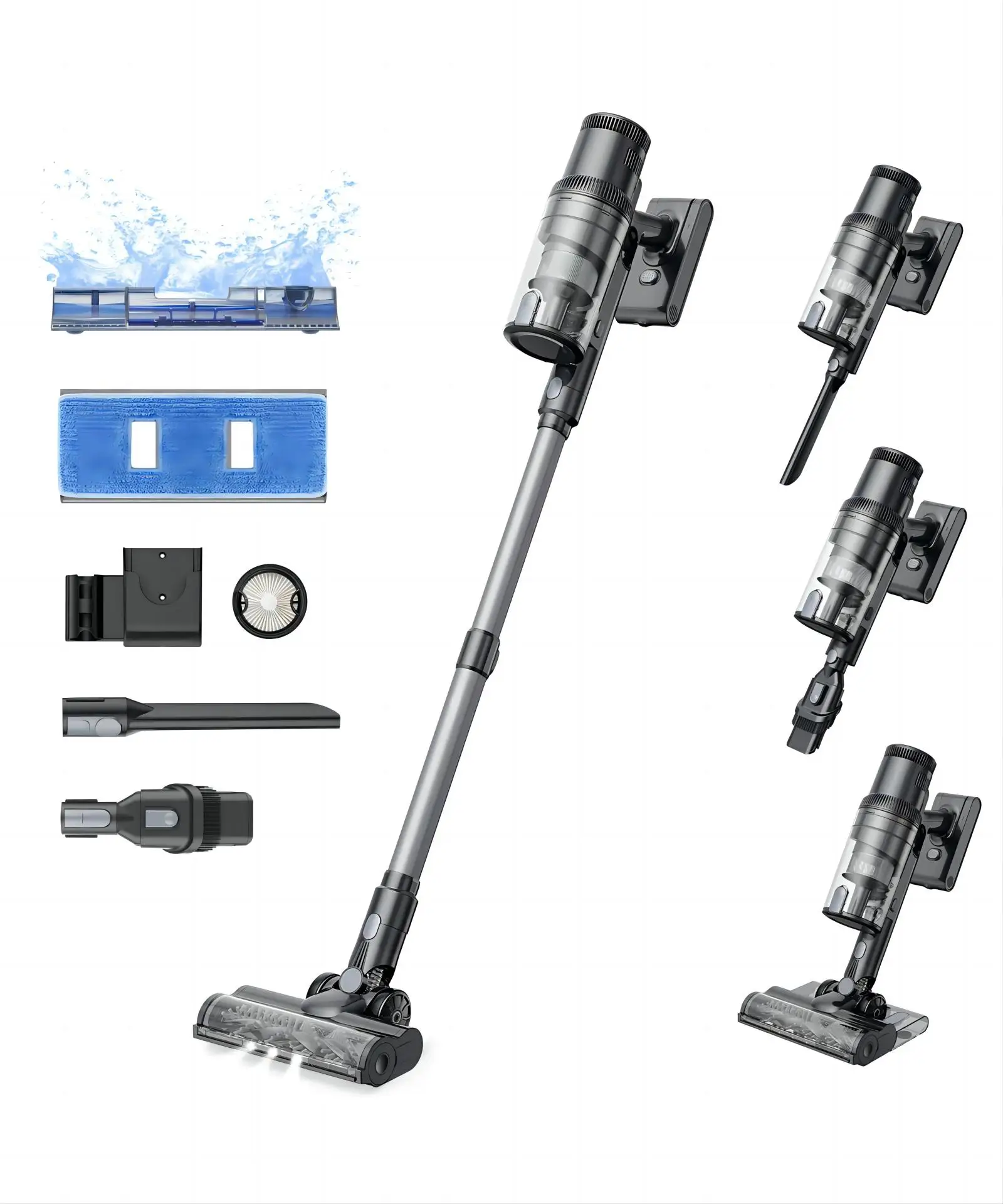 proscenic P11 Mopping Aspiradora sin Cable, Aspira y Friega, Aspiradora Escoba sin Cable Potente 35KPA, Tanque de Agua 450ml, Alfombra/Cortina/Pelo de Mascotas [Clase de eficiencia energética A+++]