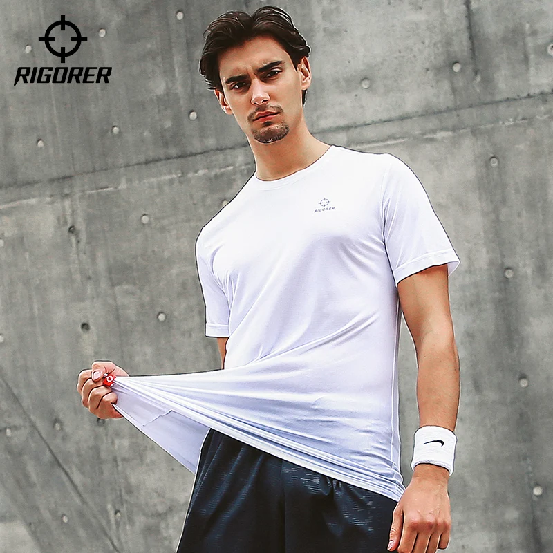 

RIGORER Short-sleeved Sports T-shirt Men's Breathable Sweat Absorbing Top Leisure Fitness Running Sports Basketball T-shirt