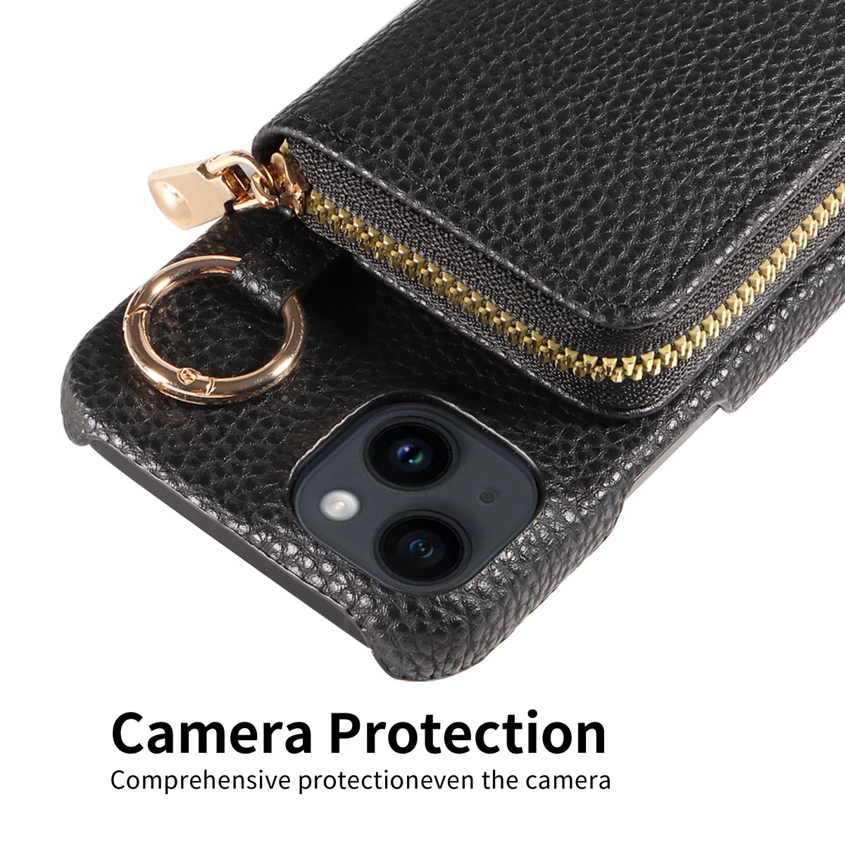 Deluxe PU Leather Crossbody Lanyard Wallet Phone Case with Zipper Card Holder