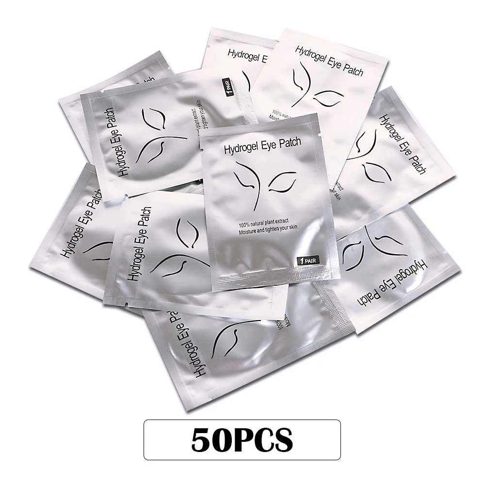 Gel Hydrogel Eye Mask Pad Set - 50 Pairs Lint-Free U-Shape Beauty Tool