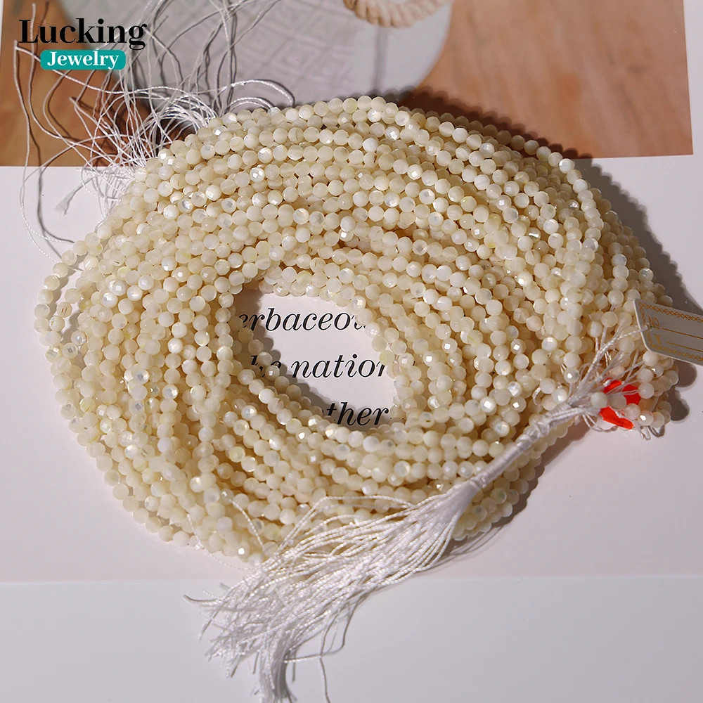 Hot Sell Natural 3-4mm Shell Faceted Beads For Jewelry Making DIY Bracelet Necklace Spacer Beads Accessory 5