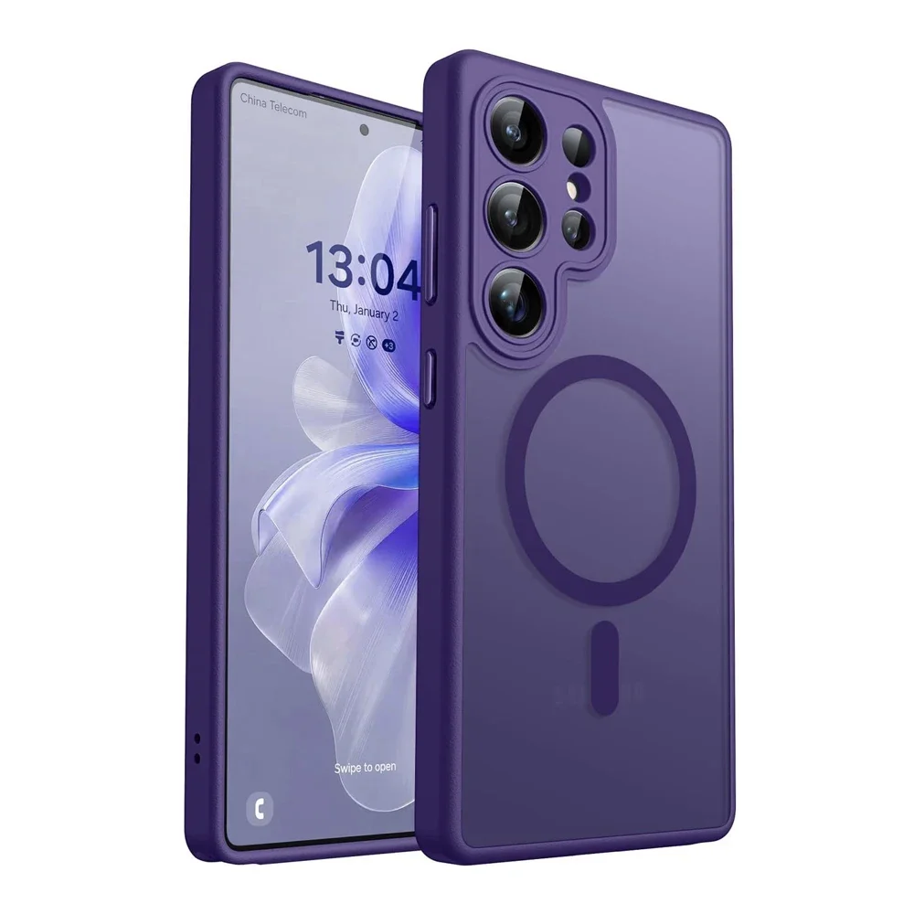 Capa Luxuosa Fosca para Samsung Galaxy S26 S25 S24 S23 Ultra Plus FE A56 A36 A26 A17 A16 S25 Edge com Carregamento Sem Fio Magsafe