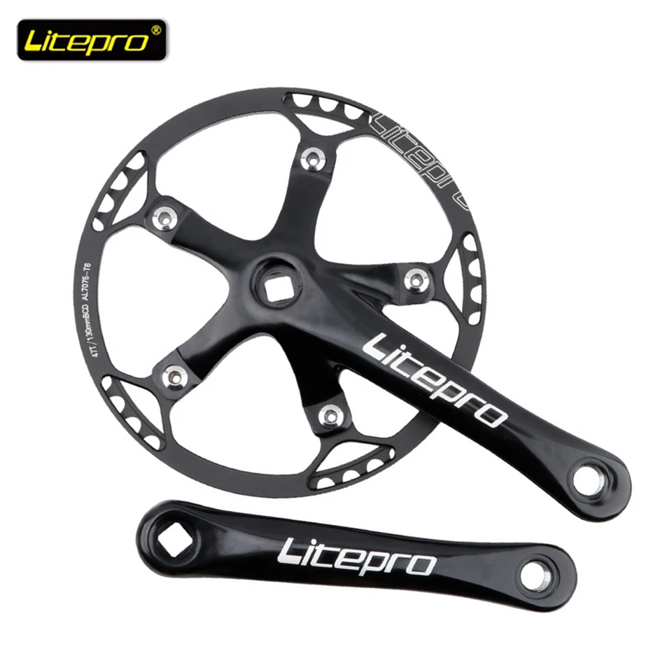 Litepro 130BCD Bicycle Crankset 5-Bolt 170mm MTB Crank 48T/50T/52T/54T/56T/58T Chainring Folding Bike BMX Bike Chainring Bike Crank Bike Crankset Bicycle Parts