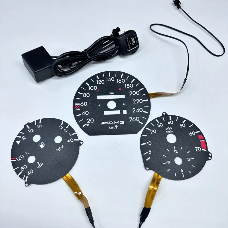 SD Motor O-H-L / F-H-L EL Glow Gauge 260 KM 7000 RPM for MB W124 W126 W201 190E Black Panel White LightingM