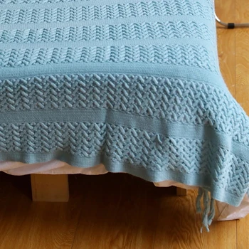 Nordic Crocheted Blanket Travel Blankets Khaki Sofa Bed Throw Blanket Tassels Air Conditioner Blankets Hollow Plaid Drop ship 6