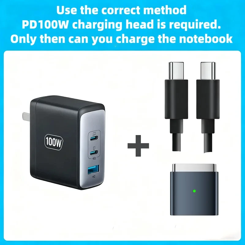 USB-C to MagSafe 2 자기 충전 어댑터 100W 고속 충전 MacBook Air Pro A1398/A1424/MC976/MD506/ME665/ME293/ME2942용