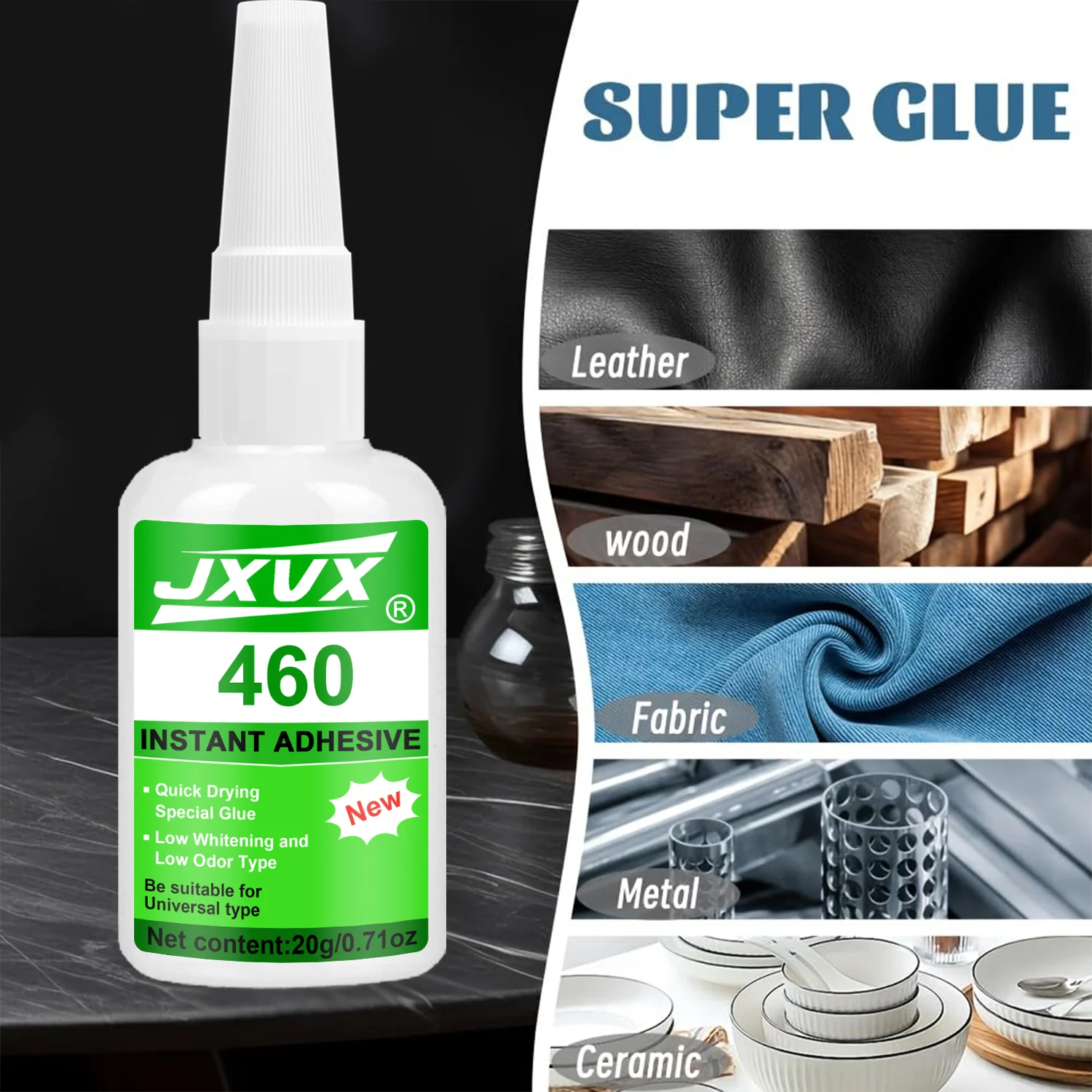 Colle Super Glue 460 Cyanoacrylate 20g Lot 1-10 Pièces Transparent