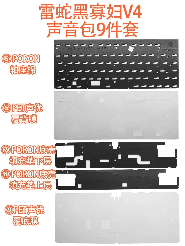 Razor Black Widow V4 75% Keyboard Sound Pack PORON plate foam IXPE Razor Black Widow V4 75% Keyboard Sound Pack PORON plate foam IXPE