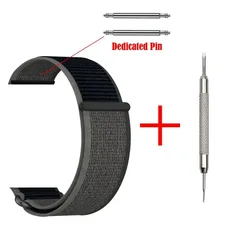 Durable Nylon Sport Wristband with Reinforced Spring Bars - 22mm (Black Gray)