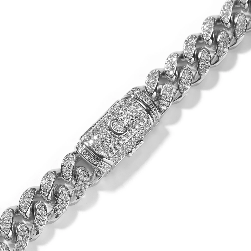 Uwin Letters On Bail Bracelet Iced Out Cubic Zirconia Initial Bangle For Women Fashion Jewelry Gifts