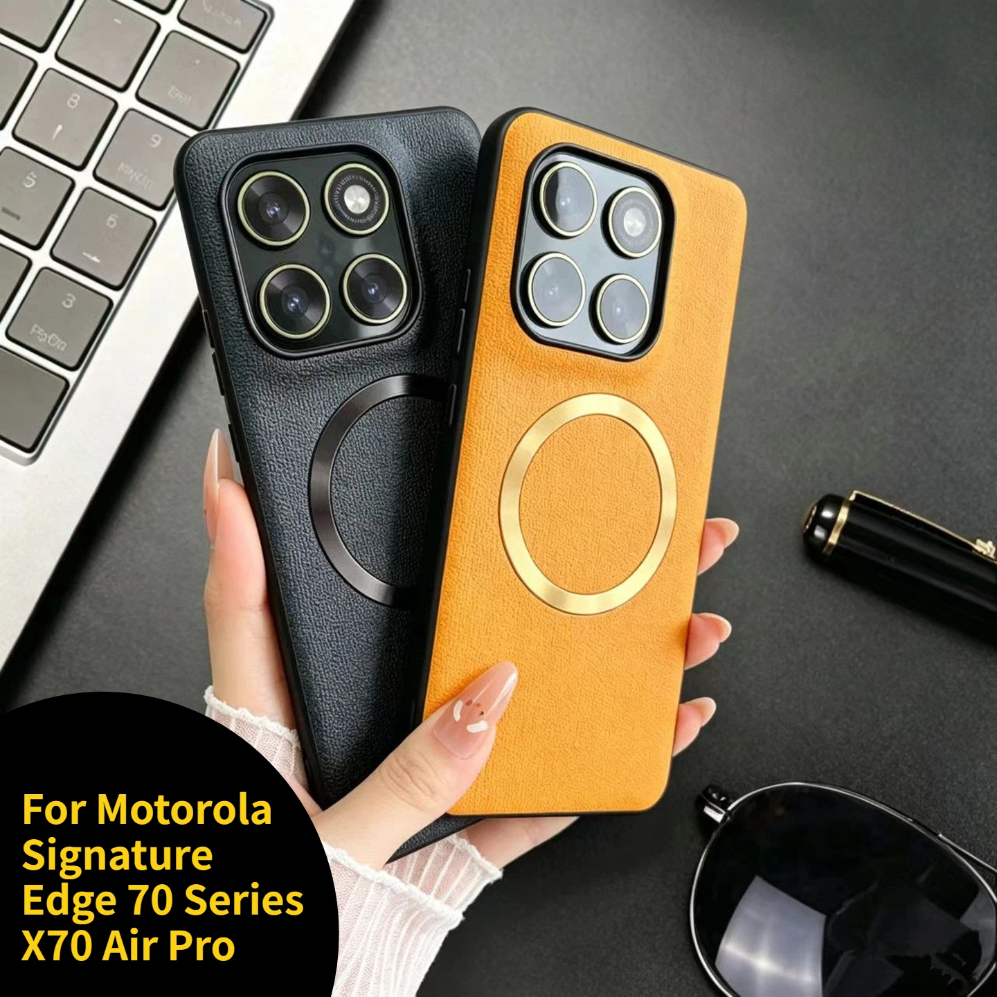 Advanced Business Fabric Texture Leather Case with Magsafe Wireless Charging Compatibility