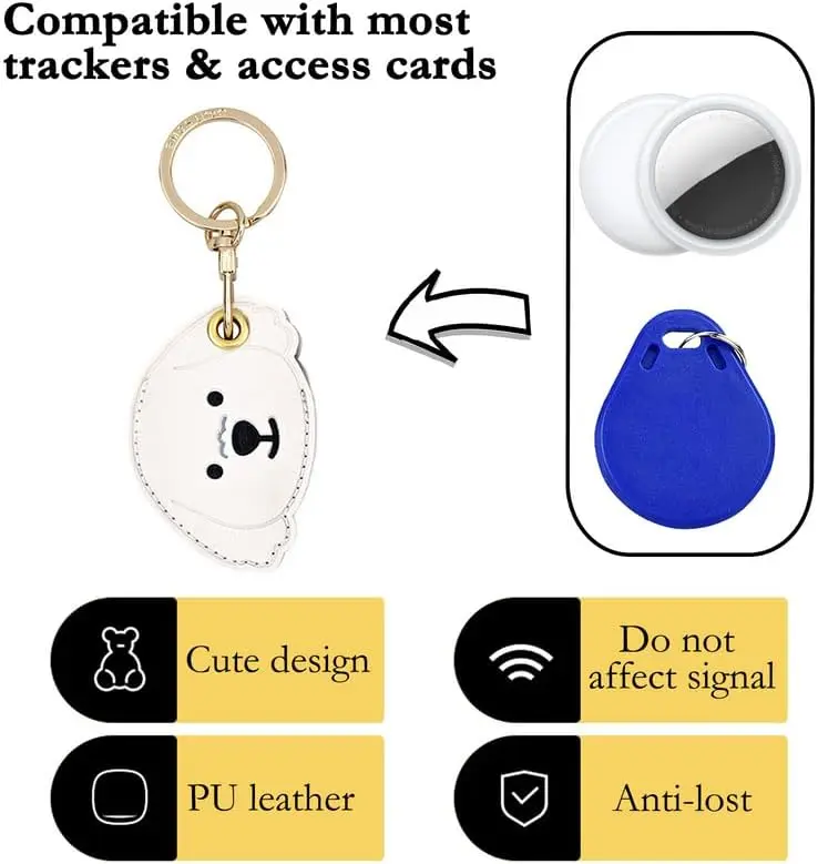 가죽 키체인 케이스 홀더 에어태그용, 보호용 에어태그 커버 키체인 링 포함, 키용 긁힘 방지 에어태그 케이스