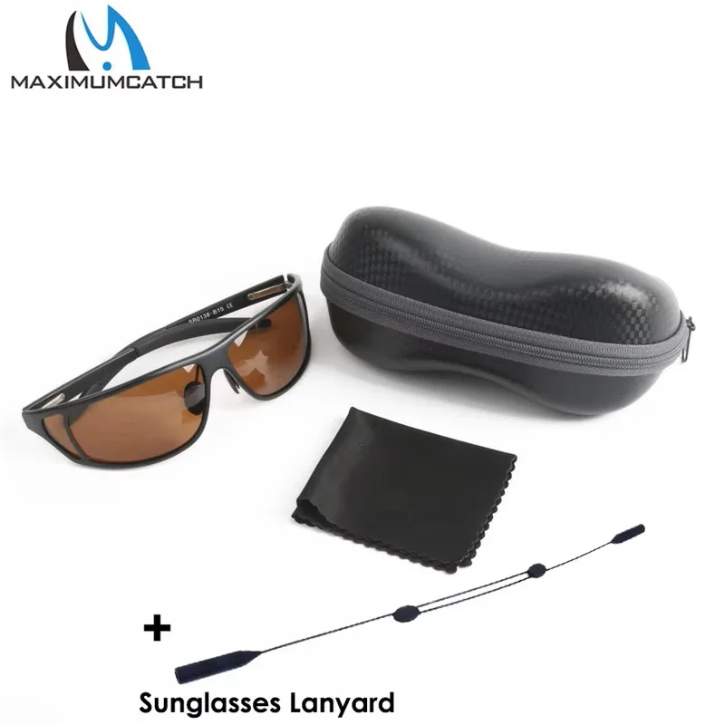MAXIMUMCATCH VP Fly Fishing Polarized Sunglasses Titanium Frame with Gray/Yellow/Brown Lenses Aquatic Vision Fishing Sunglasses