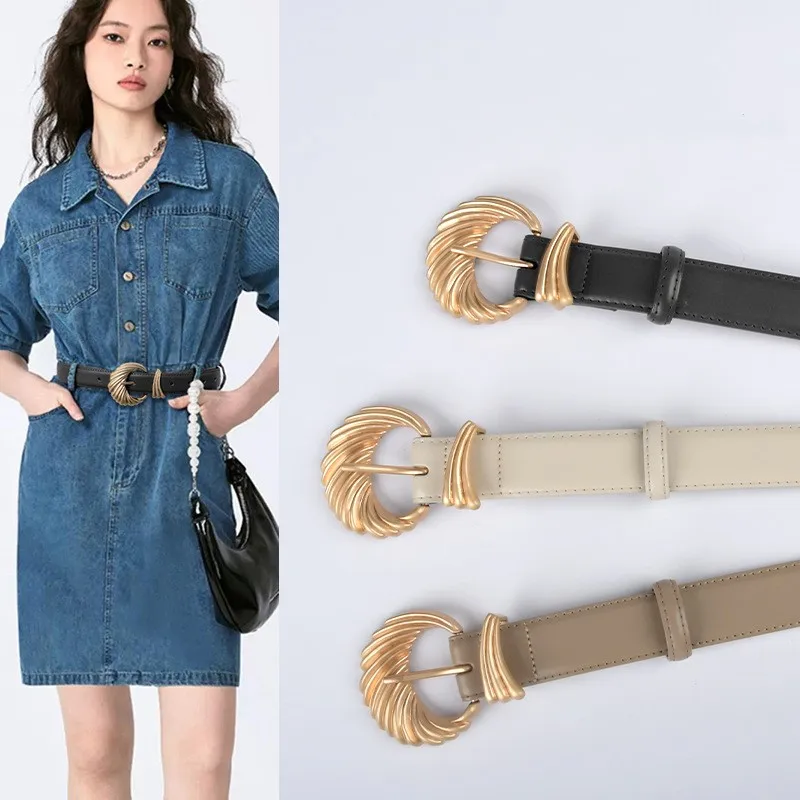 

2023 New Retro Belt Women's Luxury Designer High Quality Branded Dress Accessories Goth Punk Slim Versatile for Women