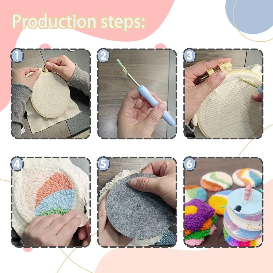 Sunset Punch Needle Coasters 4
