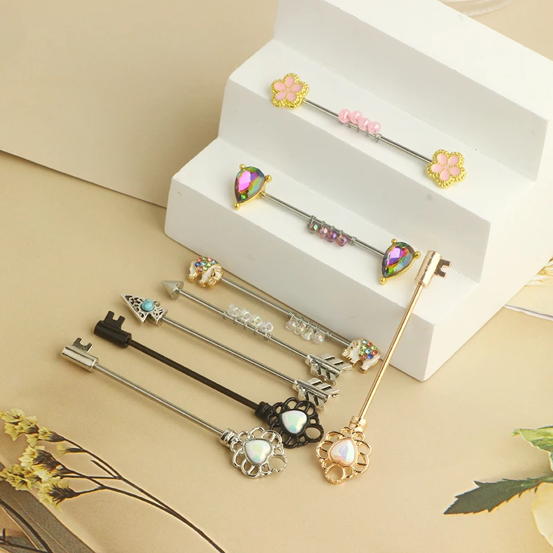 Surgical Steel Ear Cartilage Piercing Anodizing Industrial Barbell Earring Orelha Bar Tongue Barbell Body Jewelry 14G Mix