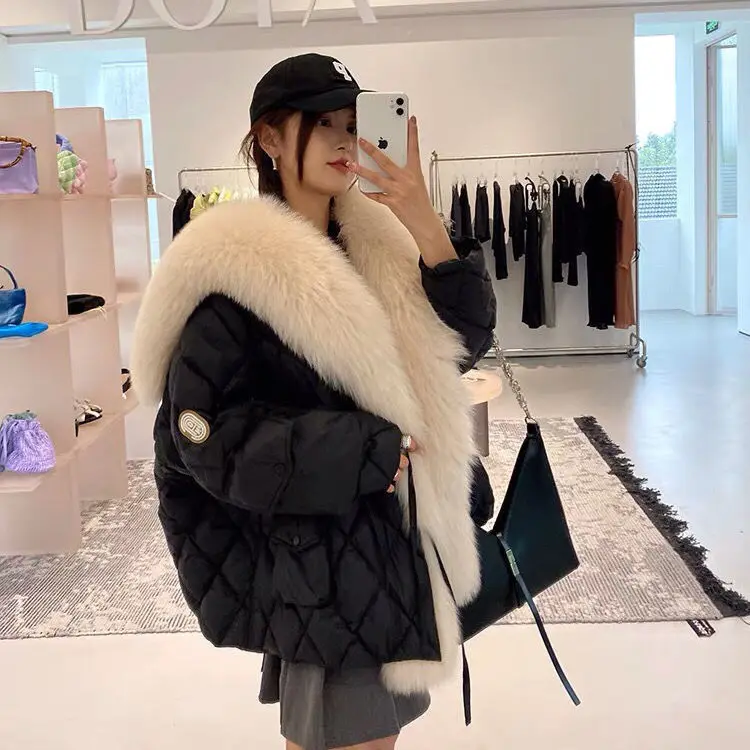 Jackets for Women Autumn/Winter New Elegant Imitation Fox Hair Long Sleeve Mid Length Parkas Fashion Casual Loose Fake Fur Coats