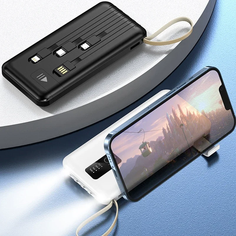 Power Bank 20000mAh Built In Cable Portable Charger Mobile Phone External Battery Fast Charger Powerbank For IPhone 16 Xiaomi Mi_voghion.com