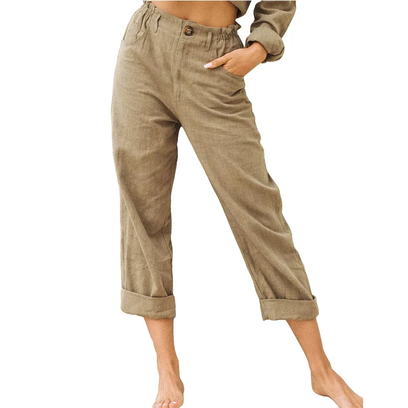 Summer Casual Pants New Women's Solid Color Fashion Loose High Waist Leisure Ropa De Mujer Barata Y Envío Gratis Ofertas