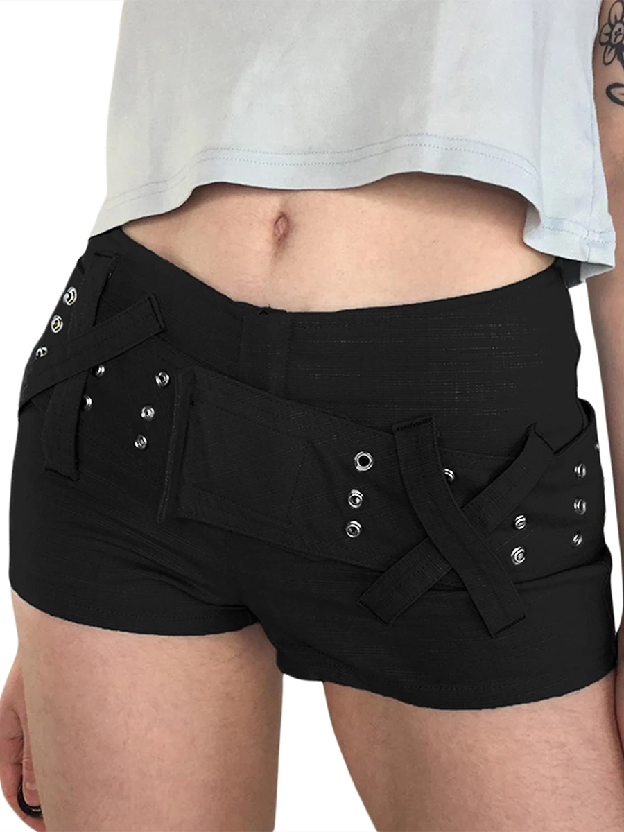 

Women Y2K Cargo Shorts Low Waist Elastic Pockets Bottoms Slim Fit Mini Hot Pants Sexy Vintage Harajuku Streetwear