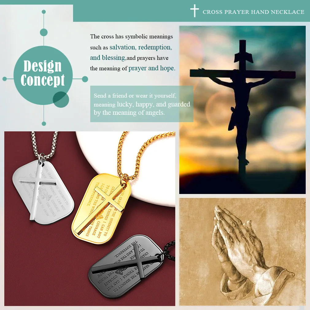 Christian Cross Prayer Necklace Jewelry