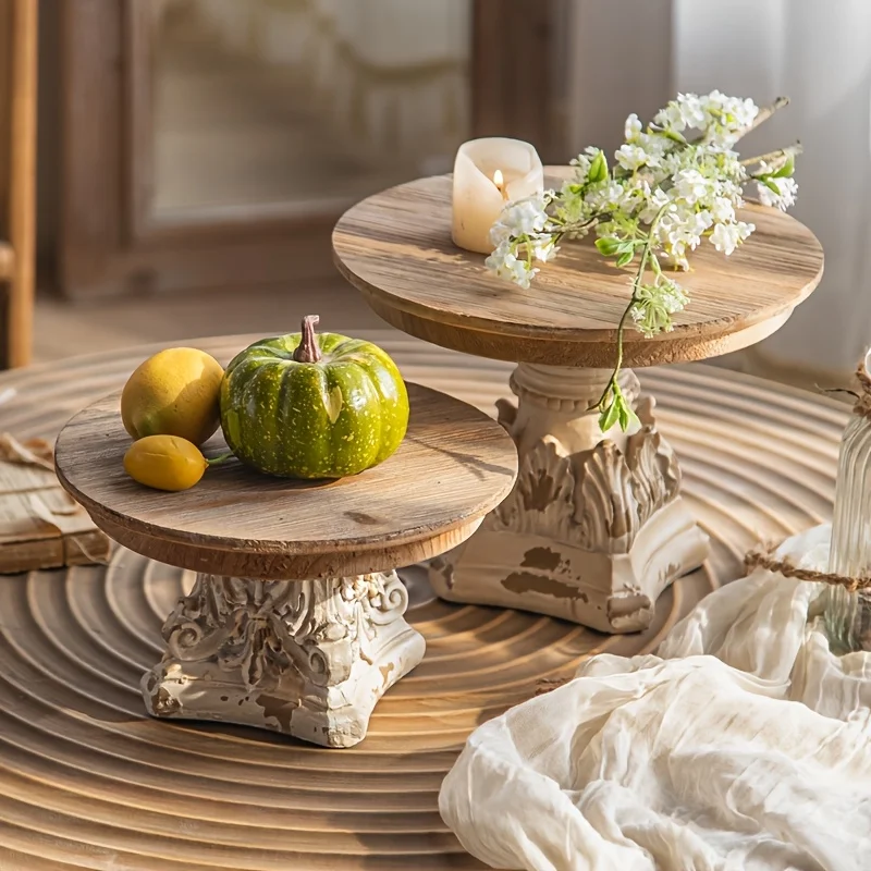 French Pedestal Plate Wooden Tray 2