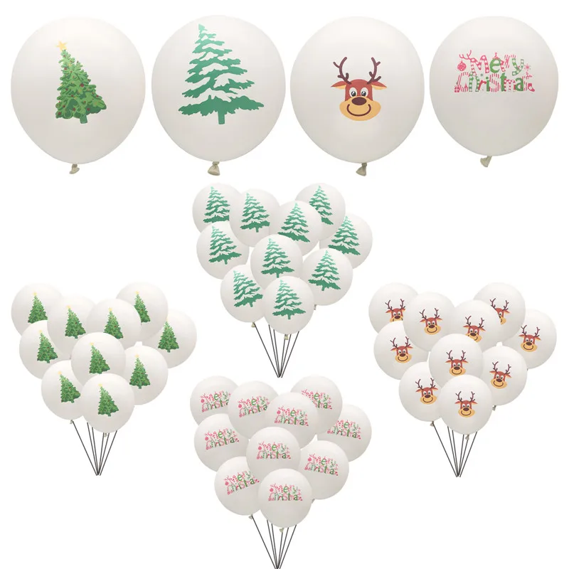 

10Pcs Christmas Tree Elk Printed Latex Balloons Merry Christmas Decor New Year Eve Xmas Party Balloon Celebration Home Supplies