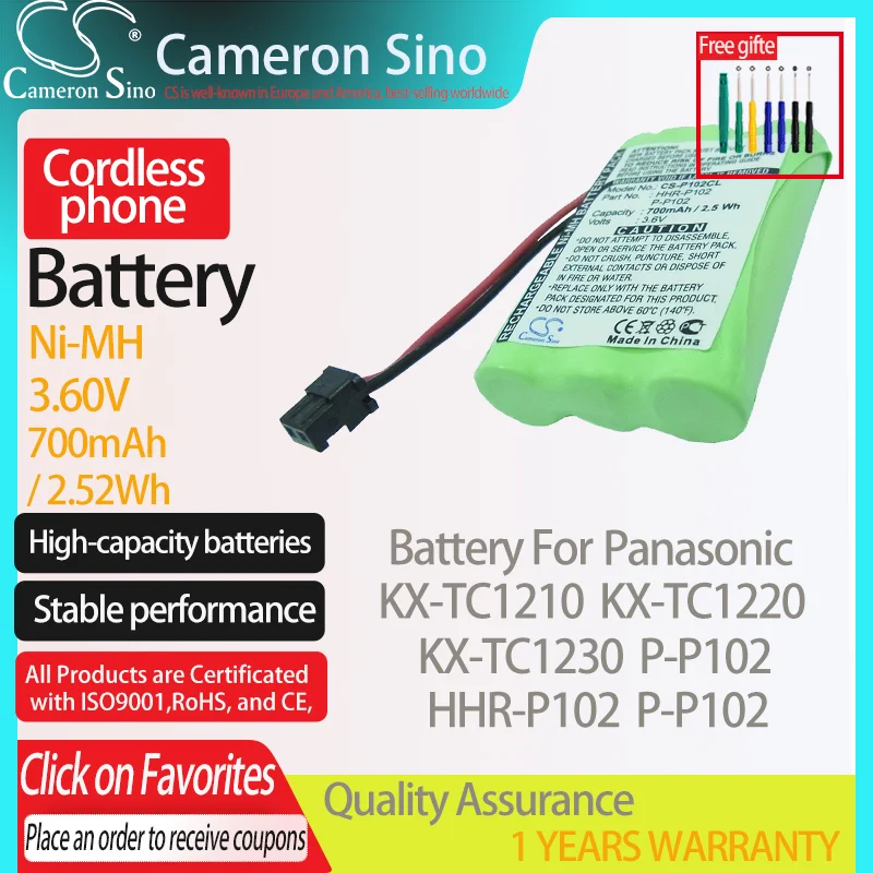 Batteria Cameronsino Per Panasonic Kx-Tc1220 P-P102 Adatto Per Uniden Bbty0507001 Batteria Per Telefono Cordless 700Mah
