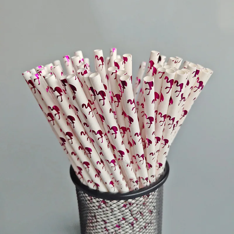 Party Decorations 20-100pcs Biodegradable Disposable Drinking Paper Straws Bronzing Foil for Birthday Wedding Christmas Party