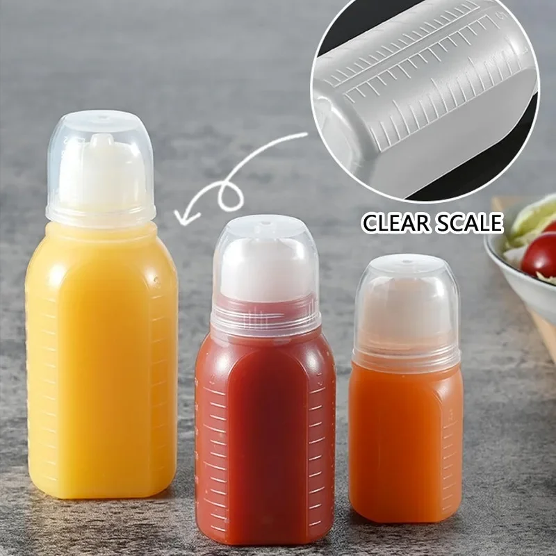 18/1PC Condiment Squeeze Bottles Portable Honey Salad Oil Ketchup Dispenser with Scale BBQ Seasoning Bottle Kitchen Containers