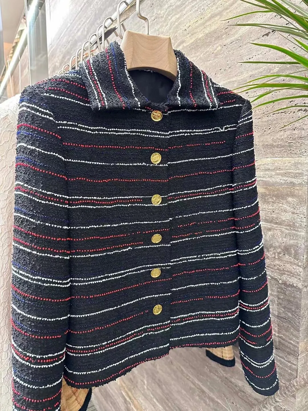 

Women's Clothing Beaded metal button lapel wool jacketWinter New 168