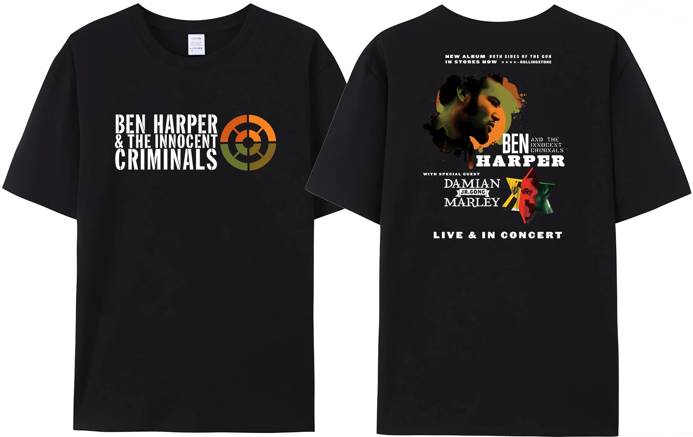 

New summer Ben Harper & the innocent criminals tour t shirt men's damian marley double sided cotton Tee