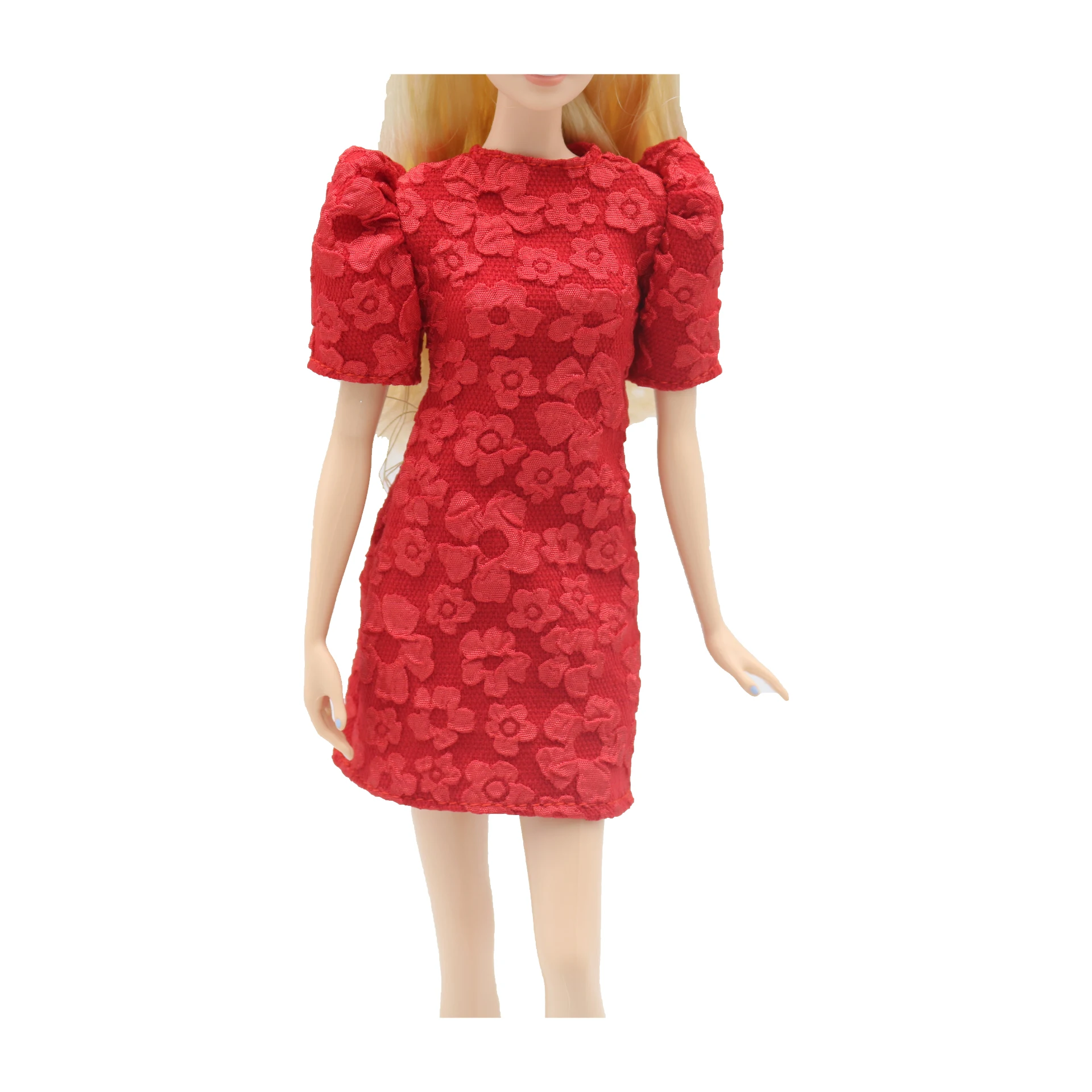 New 30cm 1/6 elegant Puff sleeves embossed dress Daily Wear Accessories Clothes for Barbies doll 3