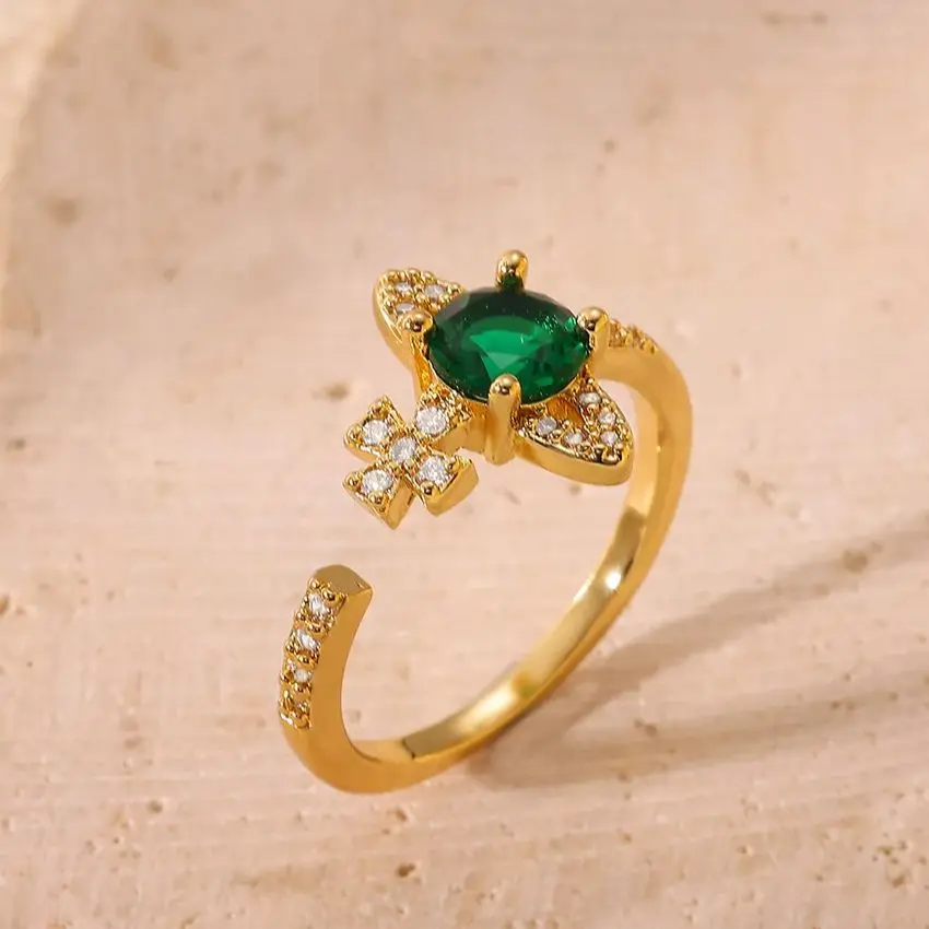 Green Zircon Planet Rings For Women