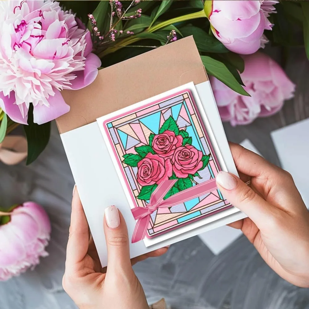 Set Timbri Trasparenti Con Sfondo A Fiori – 10x10 Cm – Per Scrapbooking E Biglietti Fai Da Te - 2