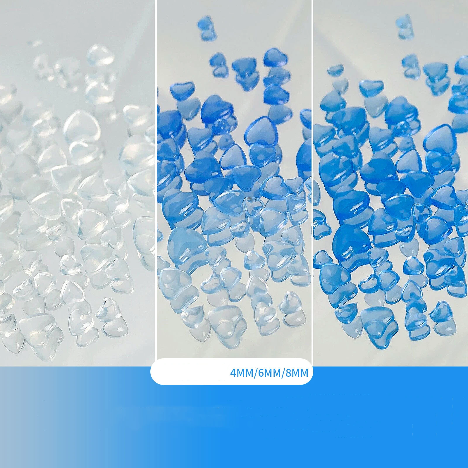 100pcs Candy Gradient Love Crystal Diamond heart Glass Nail Art