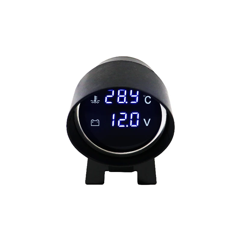 MrGauge 2-in-1 LCD 디지털 자동차 개조용 자동차 전자장치 12V 블루 라이트 수온 전압계 게이지 (온도 센서 포함)