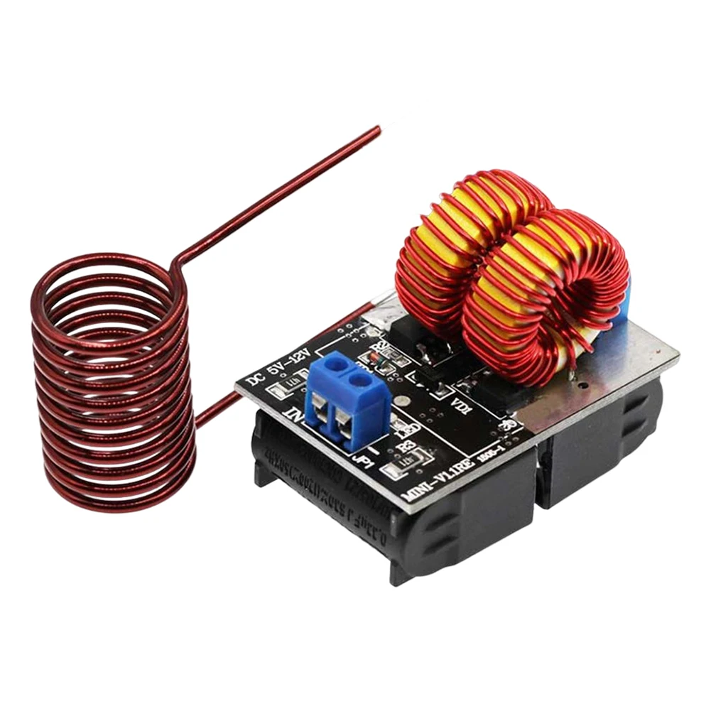 DC 5-12V Mini ZVS Low Voltage Induction Heating Power Supply Module 120W High Frequency Induction Heating Board with Heater Coil