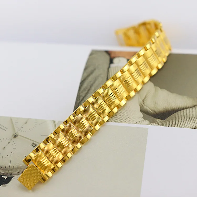 bracelet de luxe en or pur pour version large chaîne de montre plaquée bijoux