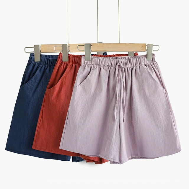 Linen Shorts Women Summer Cotton Women Shorts Gym Workout Shorts