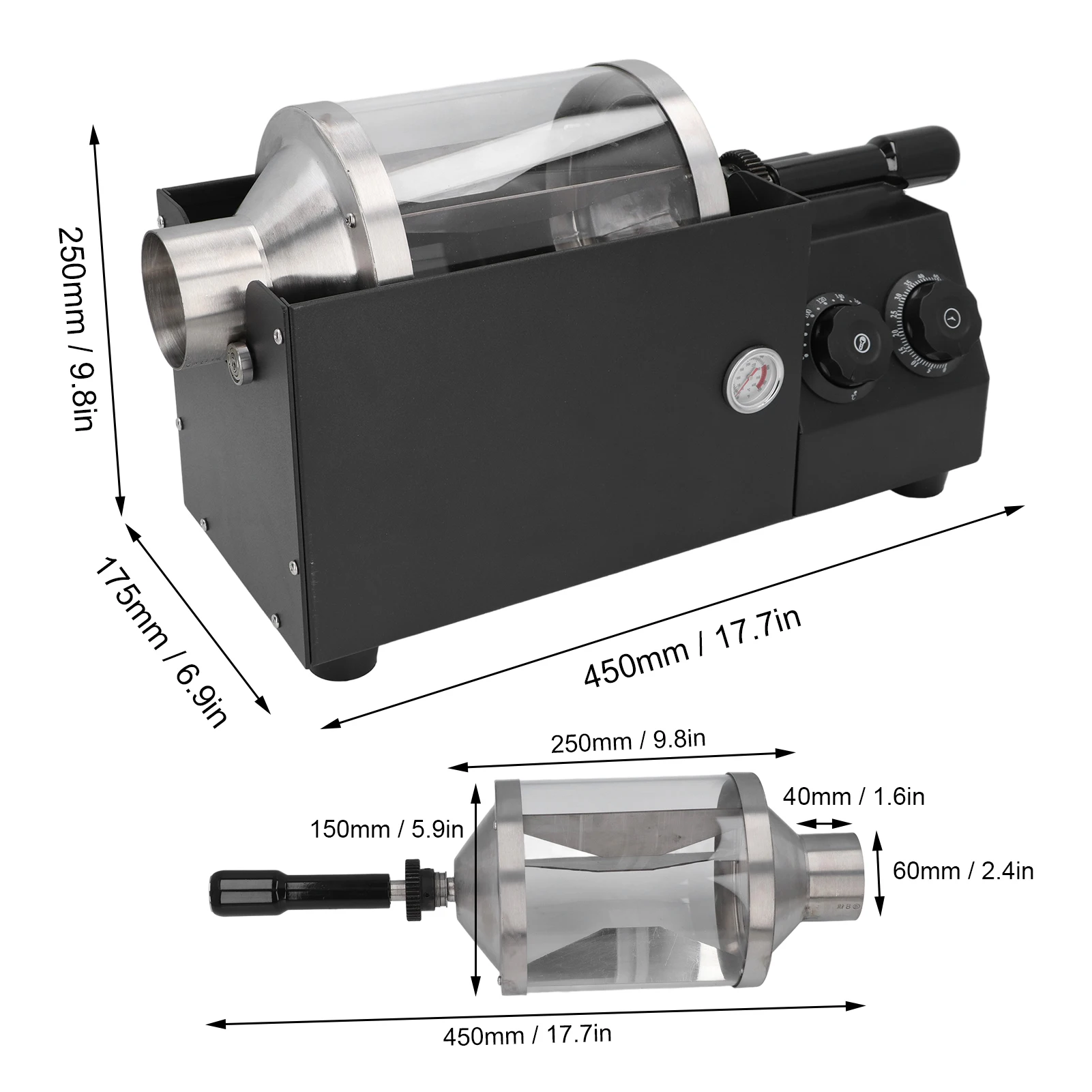 Coffee Bean Roaster Adjustable Temperature Automatic Glass Coffee Bean Baker with Timer for Soybean Sesame