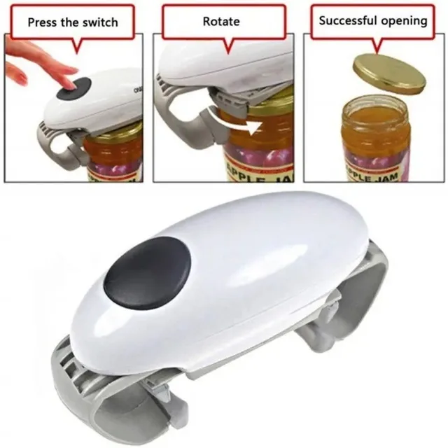 Abrelatas eléctrico de borde liso, práctico y automático, abrelatas de doble oreja, abrelatas de vidrio para cocina - Image 3