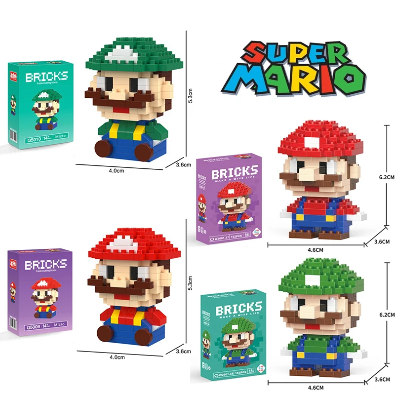 

Mini action toy Super Mario Bros. cartoon building block toy Gift Luigi Givario character building block toy animated cartoon