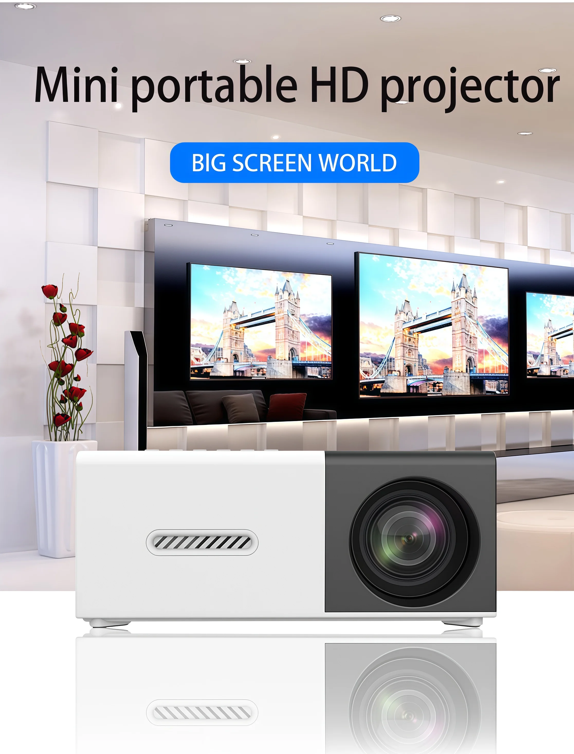 Mini Portable For Cartoon Outdoor LED Pico Movie Projector for Home Theater Kids