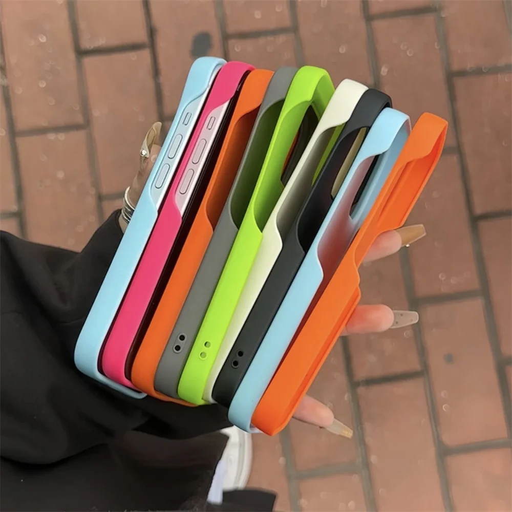 Ultra-thin Solid Colour Borderless Phone Case for iPhone 16 Pro Max 11 12 13 14 15 Pro Max Plus XR X XS Max Shockproof TPU Cover_voghion.com