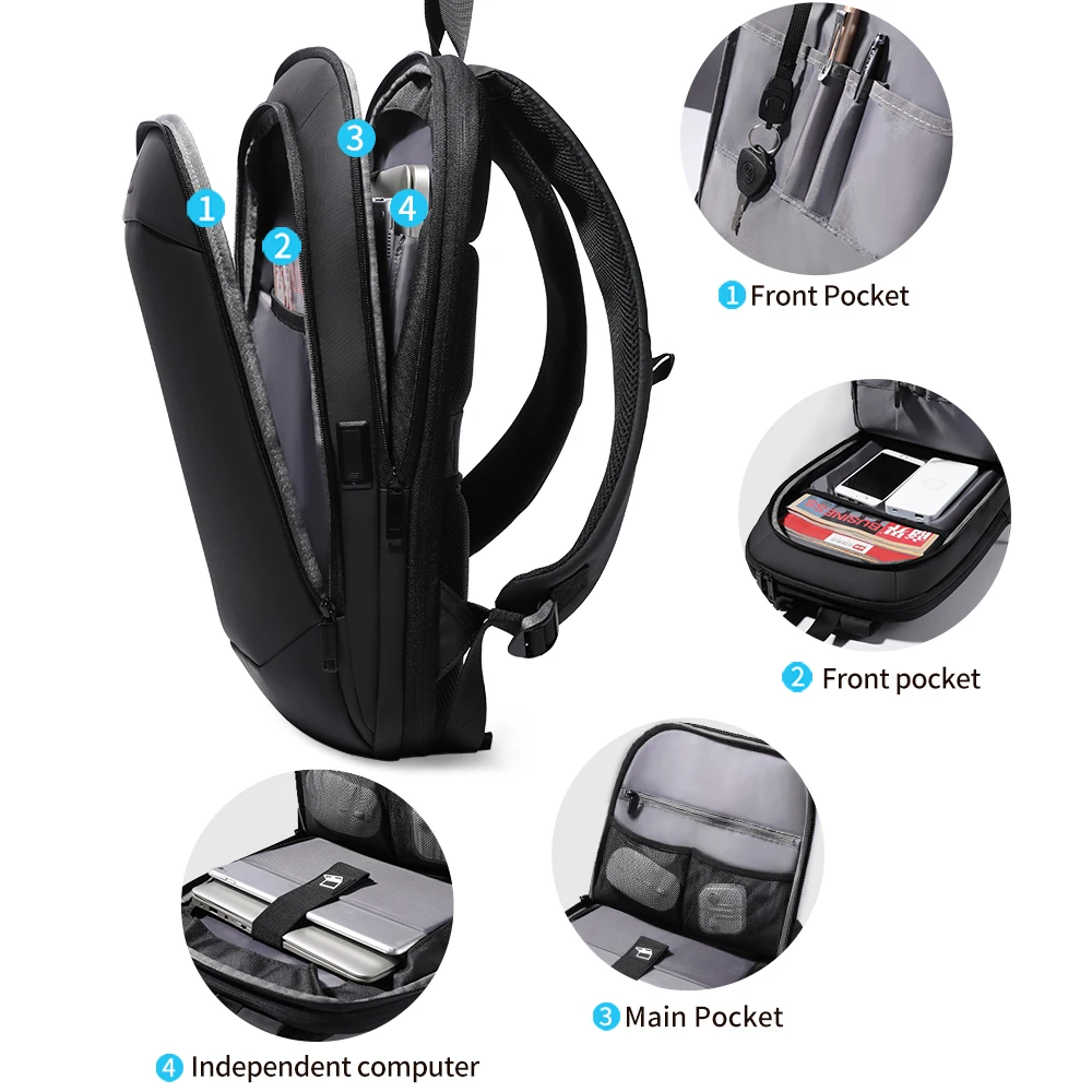 Heroic Knight Men&rsquo;s Laptop Backpack 17 Inch Business Backpack Expandable Travel Waterproof USB Charging Office Mochila travel backpack laptop backpack business backpack expandable backpack