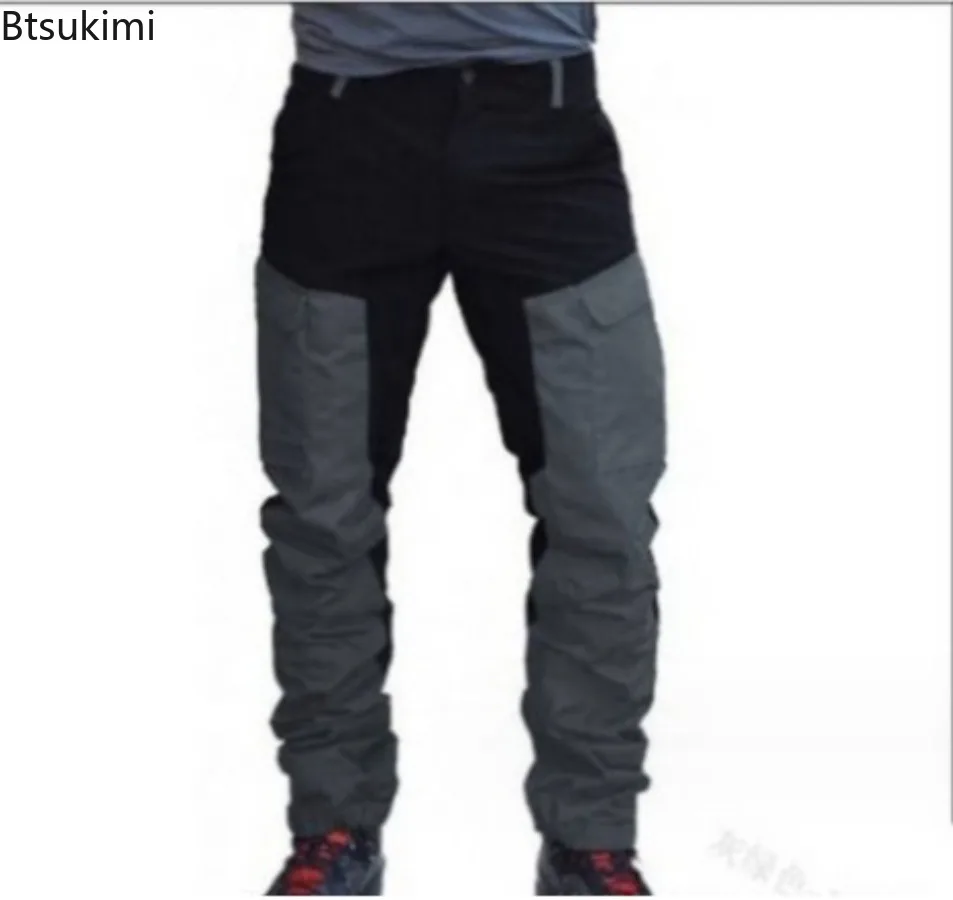 Men's Outdoor Sports Casual Cargo Pants Fashion Color Blocking Multi-pockets Work Pants Male Baggy Joggers Streetwear