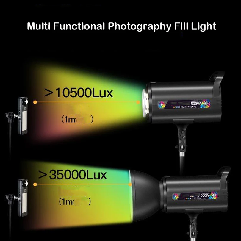 RGB 500W Multi Functional Photography Fill Light LED Video Light Remote Control COB Sun Lamp for Portrait Flash Studio Youtube