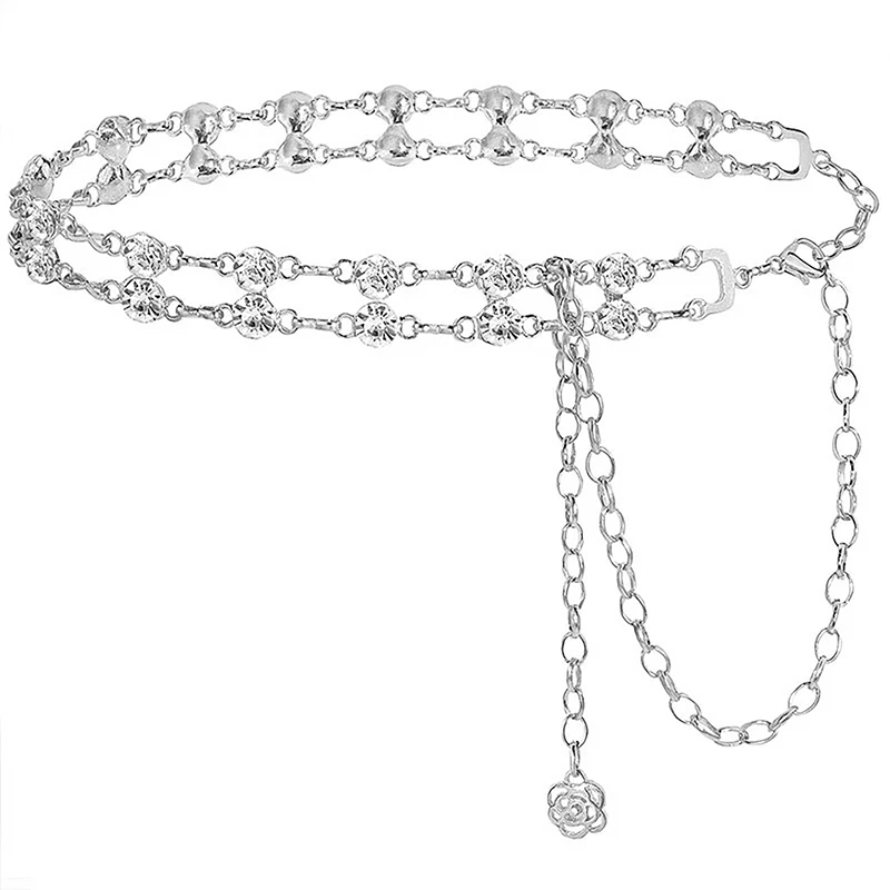 Creative Metal Chain Belt Fashion Versatile Alloy Rhinestone Waist Chain Ladies Luxury Double Layers Crystal Diamond Body Chain - Image 2